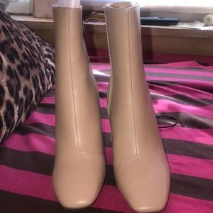 Tan Nude faux leather boohoo boot